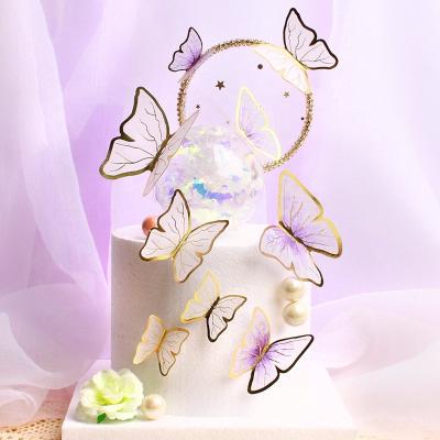 China 5 PCs Paper/Paper Cake Topper Set Package Cupcake Decoration Gold Butterfly For Wedding Birthday Cupcake Topper Decoration Set for sale