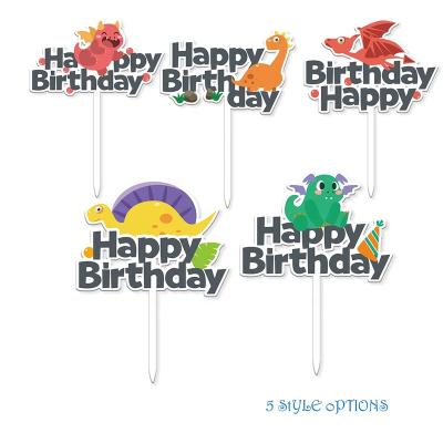 China Acrylic Acrylic Cake Topper Decoration Dinosaur Theme Happy Birthday Toppers for sale