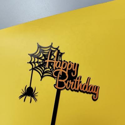 China Appy Halloween Elements Halloween Pumpkin Cobweb Skeletons Bat Acrylic Double-sided Cake Topper Halloween Cake Dessert Table Decoration Halloween Cake Topper diy diaper for sale