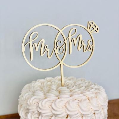 China Wholesale Customized Wedding Engagement Cake Topper Mr&Mrs Acrylic Wood Cake Topper Decoration From Beauty Decorations Manufacturer for sale