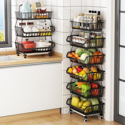 China Home Organizer Wire Kitchen Viable Metal Fold Up Kid Toys Metal Fruit Vegetable Storage Stackable Baskets for sale