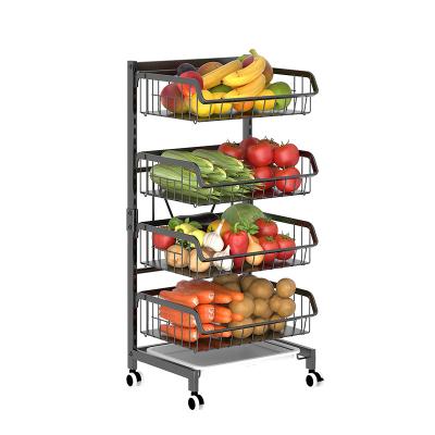 China Viable Detachable Fruit Vegetable Storage Baskets Metal Wire Basket Adjustable Height Kitchen Rack for sale