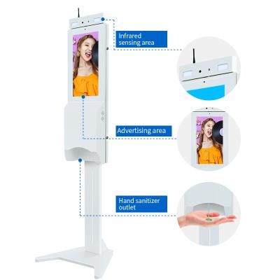 China Advertising Display For Automatic Hand Wash Temperature Detector Sensor Display Kiosk Player Hand Sanitizer Dispenser Holder With Temperature Sensor for sale