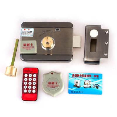 China Iron Metal Wood Door Electric Lock Rim Door Lock with RFID Card and Remote Control for Door EC07& EC08 for sale