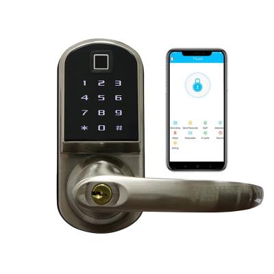 China WIFI Tuya Wireless Smart Biometric APP Fingerprint Office Phone Digital Smart Door Lock for sale