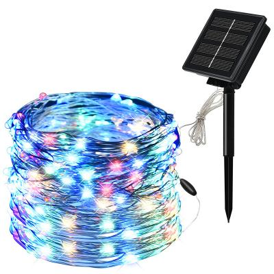 China Garden waterproof ip65  bright color light for new year christmas tree birthday party  landscape lamp solar copper wire lamp string for sale