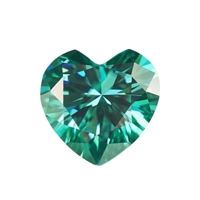 China Jewelry Making Size Quality Gemstone Green Synthetic Moissanite Small Size Stone VVS GRA Heart Shape Moissanite for sale