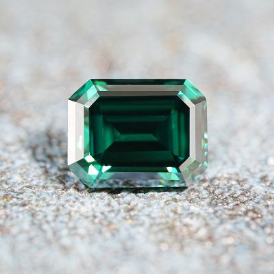 China Jewelry Making Nature Wholesale VVS Emerald Cut Green Moissanite Loose Dark Green 1ct Moissanite with GRA for sale