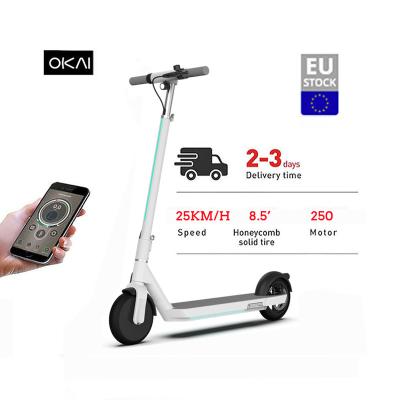 China 1' Quick Fold Dual Brake LCD Show Famous Control 9.8AH 40KM Foldable 250W 2 Wheel App Supplier OKAI Adult Electric Scooter For Europe USA Warehouse Drop Shipping United for sale