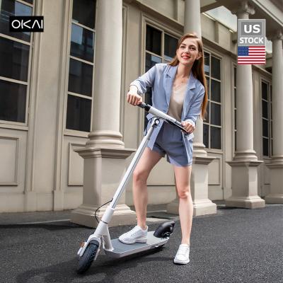 China 1' Quick Fold Dual Brake LCD Display OKAI Smart EU Warehouse 8.5 Inch Electric Scooter 36V 250W Folding Standing E Scooter With App for sale