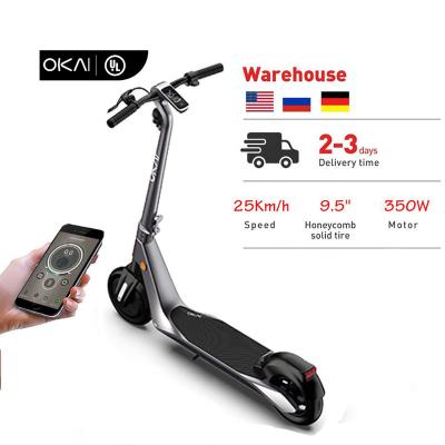 China 3' Quick Fold Dual Brake 3 Modes GPS/APP 2021 USA Best ES500 36V/7.8Ah 600W 25Km/h Warehouse OKAI Riding Electric Scooters for sale