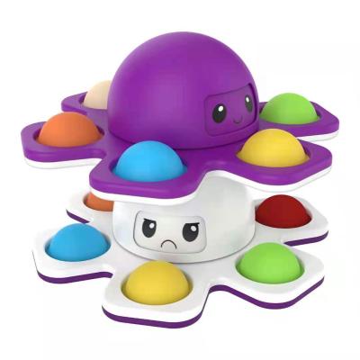 China Wholesale Durable Spin Sound Push Bubble Relaxing Face Changing Mood Octopus Spin Spinner Sensory Toy Moveable Person for sale