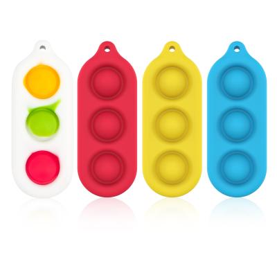 China Dimple Mini Push Bubble Sensory Washable Eco-friendly Material Simple Colorful Trigger Hand Key Chain Wiggle Toys for sale