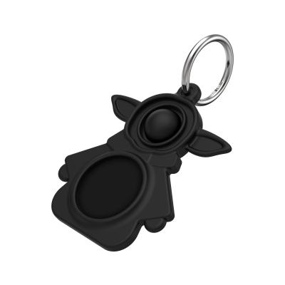 China Anti-fall Cute Black Cartoon Cute Holder Tracker Accessories Cover Device Airtags Silicone Key Chain Case For Dog for sale