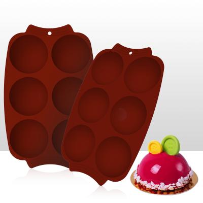 China Viable 6 Hole Sphere Semi Round Chocolate Baking Mold For Making Cake Chocolate Dome Mousse Jelly Pudding DIY Dessert Mold for sale