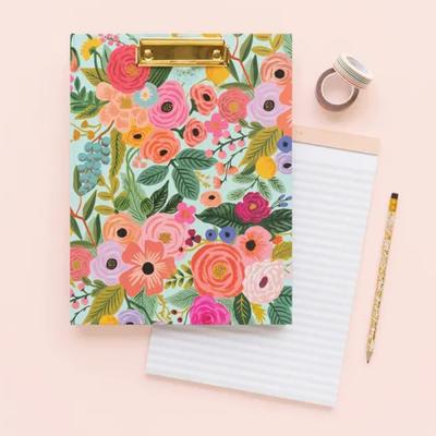 China Custom Floral Printed A5 Planner Cardboard Clip Folio A4 Office Letter Pad Paperweight with Storage for sale