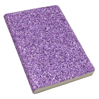 China Custom A5 Planner Logo A5 Hardcover Purple Glitter Lined Notebook Journal Diary Paper Notebook for sale