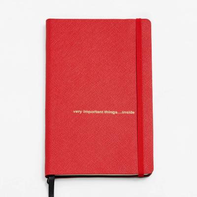 China Custom Logo A5 Planner A5 Hardcover PU Saffiano Paper Journal Diary Red Enrollment Notebook for sale