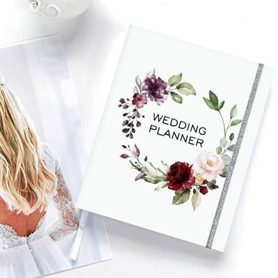 China Custom Floral Printed Spiral Brides A5 Planner Hardcover Book Wedding Planning Book Diary Notebook Organizer for sale