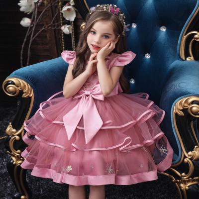 China Girl's Formal Dress Kids Ruffles Lace Up Formal Party Wedding Gowns Dress 3-8 Years For Children for sale