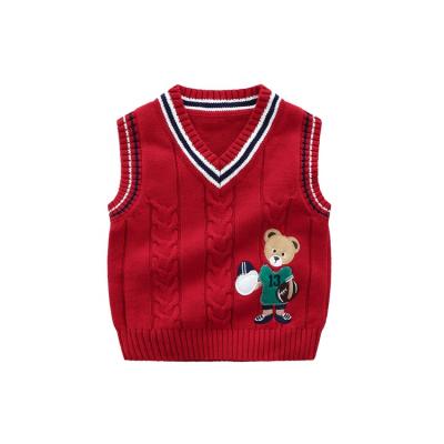 China Kids School Uniform Bear Sweater Casual Sleeveless Animal Vest Sweater For Boys for sale