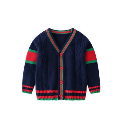 China 2019 New Arrival Winter Anti-shrink Long Sleeve Baby Boy Cotton V Neck Sweater Cardigan School Uniform Custom Made Stripe for sale