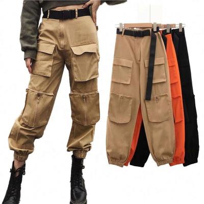 China Anti-Wrinkle Women Loose Fashion Hip Hop Pants High Waist Cargo Joggers With Clothing 2021 Up To The Belt Pants Loose Ankle for sale