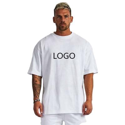 China New Design Anti-pilling Luxury Quality Cotton Loose Fit Little Drop Shoulder Brand White Men's T-Shirt Oversized for sale