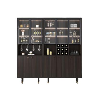 China Wooden Wall Wine Customization Vinotheque Cabinet Display Modern Counter Shelf Storage Rack for sale