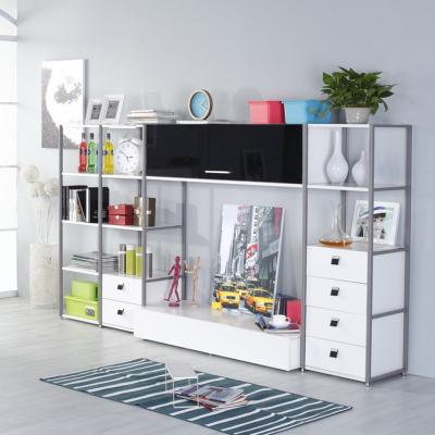 China White Steel And Wood Combined TV Cabinet Wall Rack Display Storage Cabinet Living Room Shelf Bedroom Combination Cabinet for sale