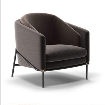 China Adjustable (other) Modern Living Room Sofa Chair Velvet Fabric Armchair Nordic Single Sofa Iron Minimalist American Bedroom Lounge Chair for sale