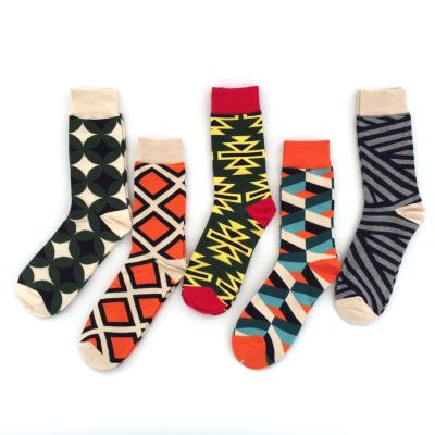 China Men's QUICK-DRY Mid-Tube Plaid Color Personality Winter Fall Fashion Happy Socks for sale