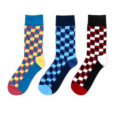 China Wholesale QUICK DRY European American Cubic Women Color Plaid Fashion Happy Socks for sale