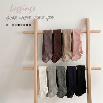 China 2021 Korean Kids Pantyhose Good Quality Solid Color Open File Baby Antibacterial Hot Selling Basic Model Leggings for sale