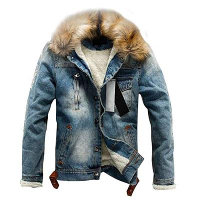 China Factory Wholesale OEM Custom Made Men's Winter Fall Fur Denim Jacket Plus Size for sale