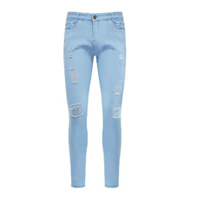 China QUICK DRY Skinny Pants Ripped Slim Vogue Fashion Mens Jeans Pants Blue 2021 Skinny Fit OEM Designs Casual Straight Spandex / Cotton for sale