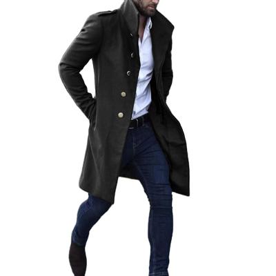 China Fashion Windproof Men's Windproof Winter Wool Warm Solid Jacket Long Woolen Warm Solid Jacket Male Single Breasted Overcoat for sale