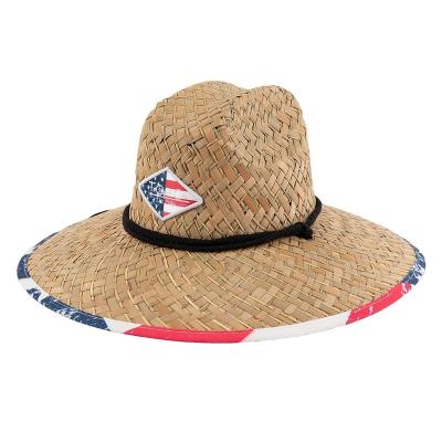 China Wholesale JAKIJAYI Wide Brim Eco-Friendly Summer Natural Grass Hat Straw Cowboy Hat Lifeguard Sun Hats For Men's Protection for sale