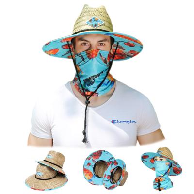 China Customizable Outdoor Wide Brim Sunscreen Lifeguard Digital Printed Lifeguard Straw Hat Image JAKIJAYI Straw Hat With Rope for sale