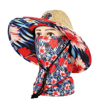 China Image JAKIJAYI Straw Hats Lifeguard Straw Hat wholesale with customer model design Straw Beach Hats protective face mask for sale