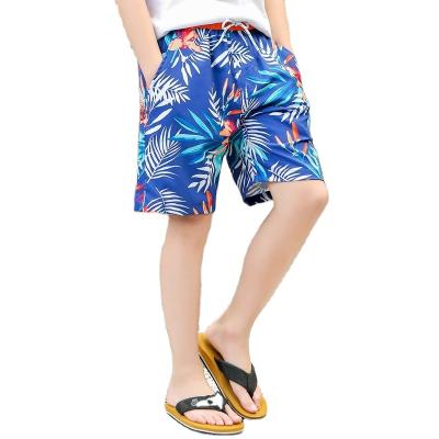 China Anti-wrinkle New Arrival Children's Beach Shorts Leaf Print Beach Pants Four Way Stretch Surf Pants Casual Shorts for sale