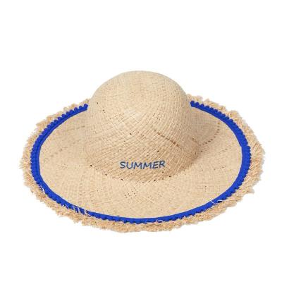 China Character Ladies Embroidered Cheap Wholesale Women's Brim Beach Natural Grass Straw Hat Wide Soft Cheap Straw Hat for sale