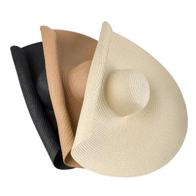 China JAKIJAYI Character Wide Brim Floppy Hats For Women, Oversized Straw Beach Hats For Women Big Foldable Roll Up Summer Beach Sun Hats for sale