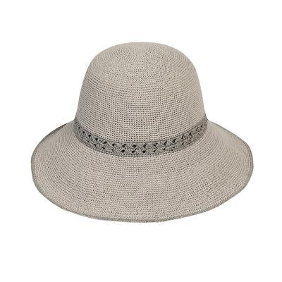 China JAKIJAYI Personal Brand Raffia Straw Bucket Hat Women's High Quality Summer Beach Sun Straw Bucket Hat Wide Brim Raffia Hat for sale