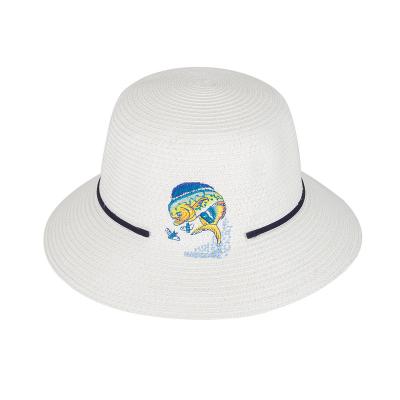 China Factory Custom Made Monkey Bucket Straw Hat Holiday Style Beach Bucket Handmade Paper Embroidered Hat Personal Wholesale for sale