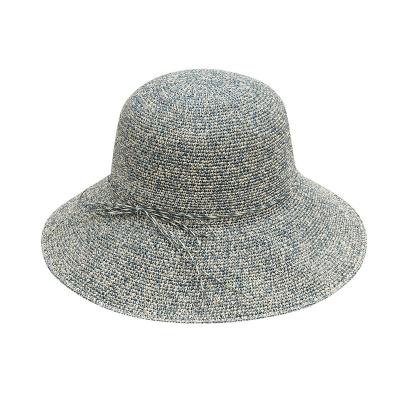 China Personal wholesale high quality backing printed tweed straw bucket hat hawaiian folding hat/tweed straw bucket hat rope straw bucket with ribbon for sale