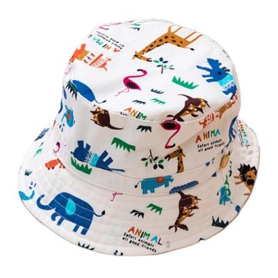 China JAKIJAYI Character Dinosaur Print Baby Hat Cartoon Cotton Bucket Hat Kids Summer Sun Bucket Toddler Boys Girls Outdoor Hats for sale