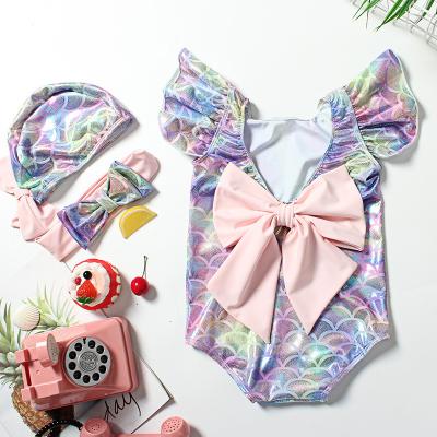 China Anti-Wrinkle News Kids Swimwear Baby Swimwear Ruffle Sleeve Tie Backless One Piece Swimsuit Kids Swimming Beach Swimwear for sale