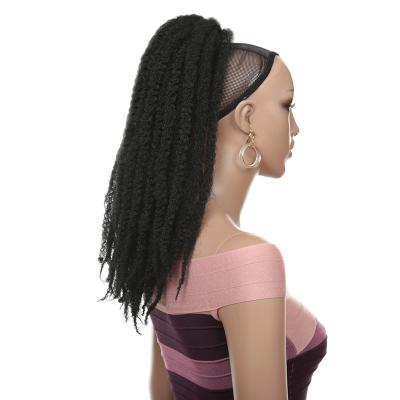 China Curly Marley Twist Hair Drawstring Ponytail 18 Inch Afro Curly Synthetic Braiding Ponytail Extensions For Black Women With Two Clips for sale