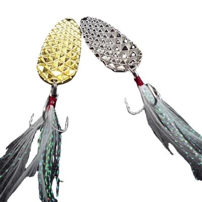 China Durable Vib Fishing Lures Spoon Shape Lure Sequins Metal Spoon With Feather Hook for sale